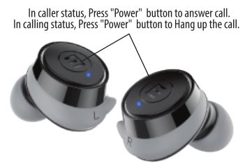 maxell DUO TRUE WIRELESS EARBUDS MODEL EB-BTTW - Press Power button to answer or Hang up the call