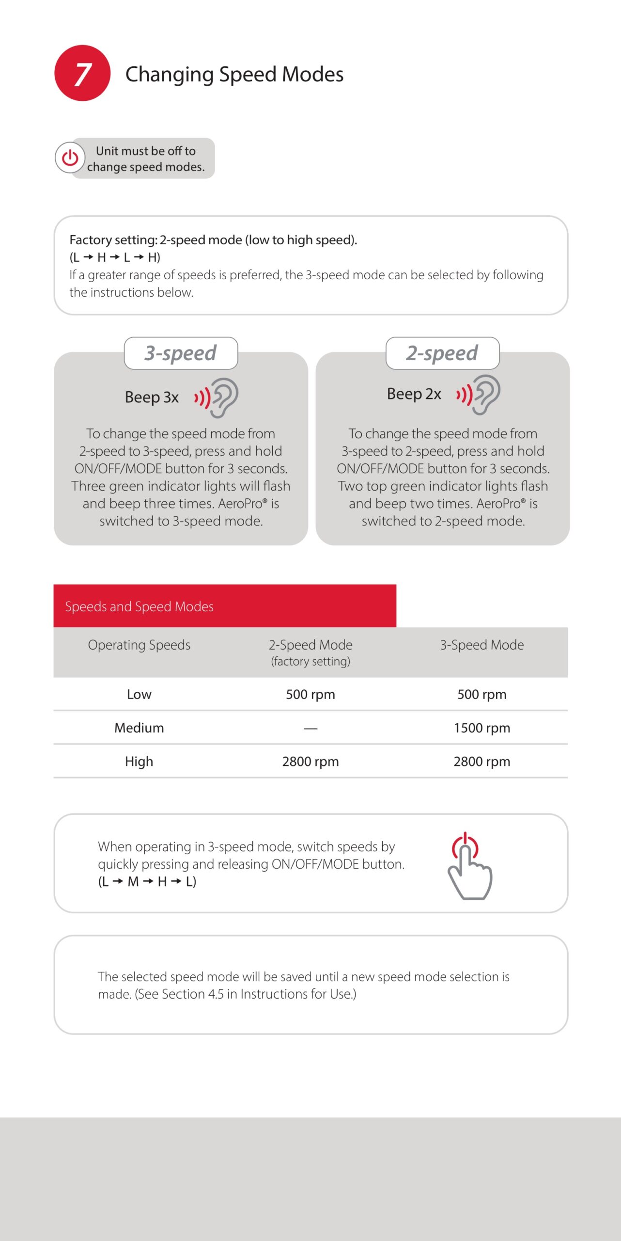 premier AeroPro Cordless Prophy Handpiece - Changing Speed Modes