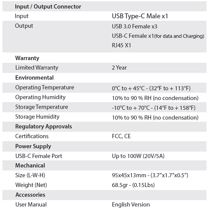 rocstor Y10A255-A1 3 Port USB Type-C Hub 2