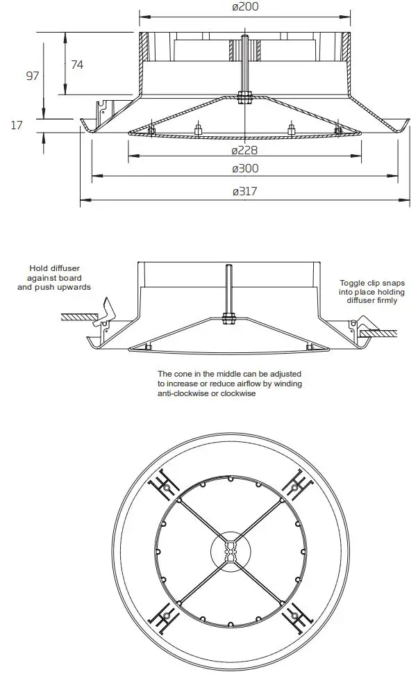 schweigen BR550 Exhaust Fan System Installation Guide - Measurements