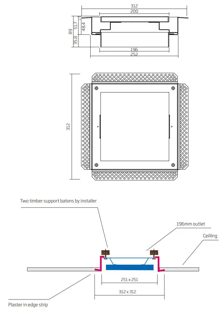schweigen BR550 Exhaust Fan System Installation Guide - Measurements