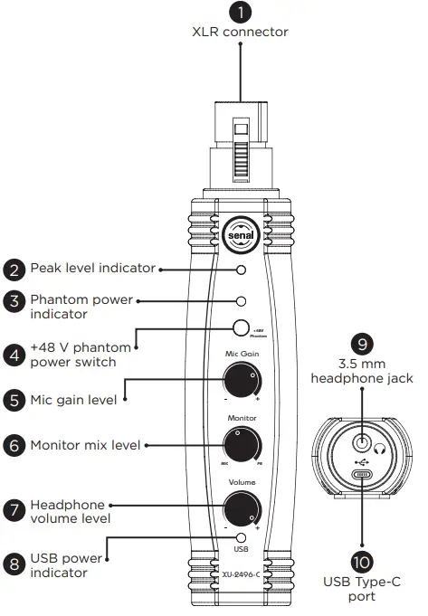 senal XU-2496-C XLR to USB Type-C Audio Interface - Fig 1