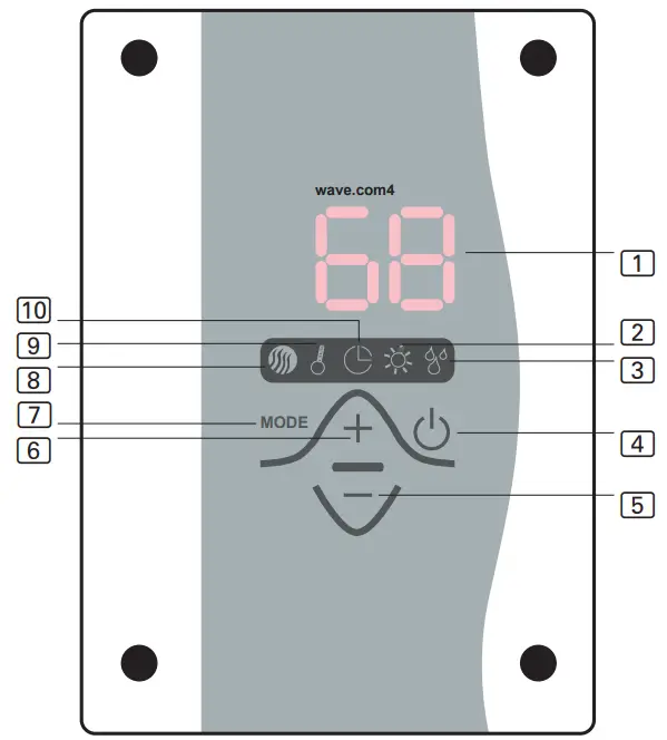 sentiotect WC4 B D W S Electric combi sauna heater control - display