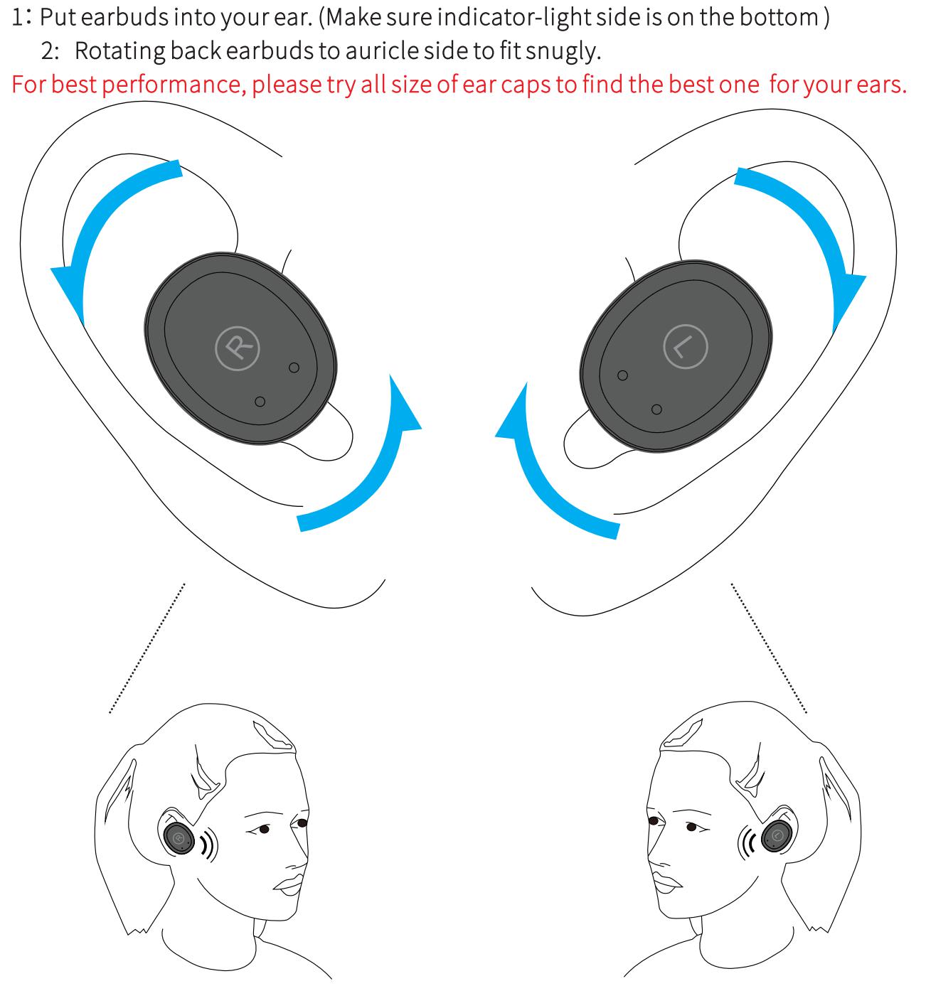 tozo-t10-tws-wireless-earbuds-pairing-guide- Put earbuds into your ear