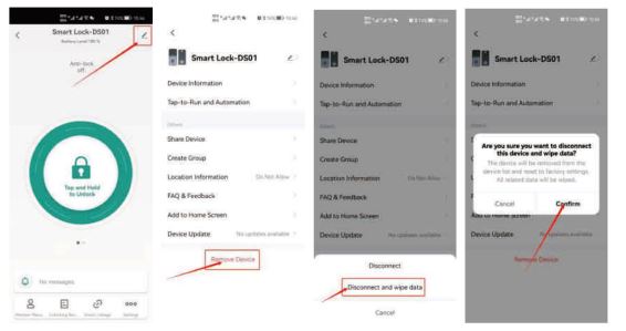 tuya Keyless Entry Door Lock - Factory reset and unbind