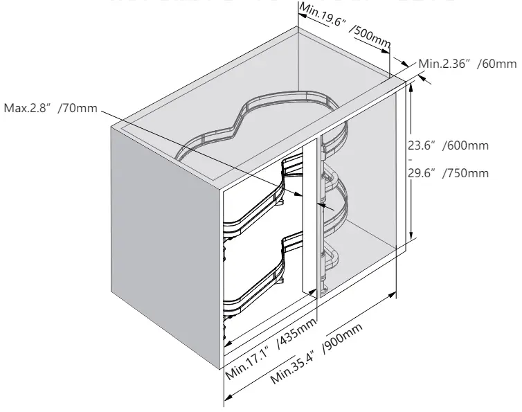 vadania B0797PQ71W Blind Corner Pullout Organizer for 36 Inch Left Opening - Fig 2