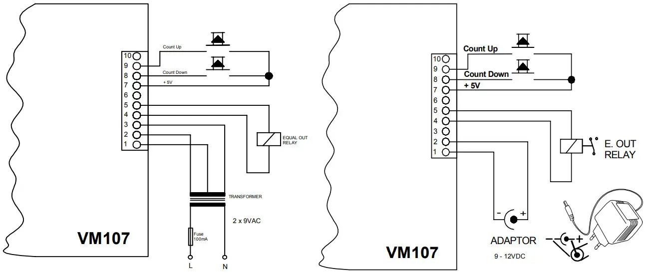 velleman MODULES VM107 Display Up Down Counter Plus Subtraction Hours Min Sec Clock - CONNECTION