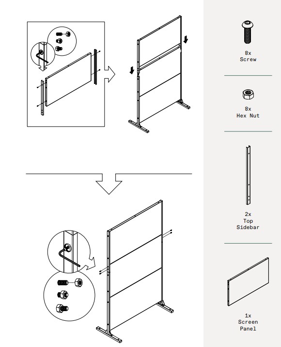 veradek OUTDOOR Privacyscreen Two Panel Screen Set - parts 5