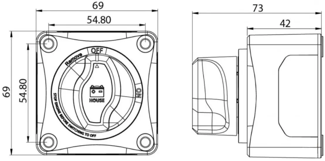 victron energy 275A Battery Switch - Enclosure dimensions