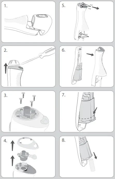 waterpik WP 580 Series Water Flosse - Battery Removal