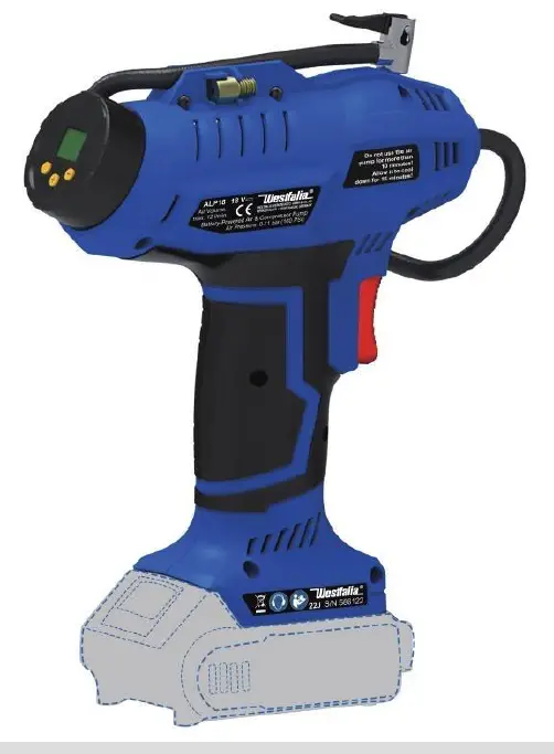 westfalia 942812 18 Volt Battery-Powered Air and Compressor Pump ALP18