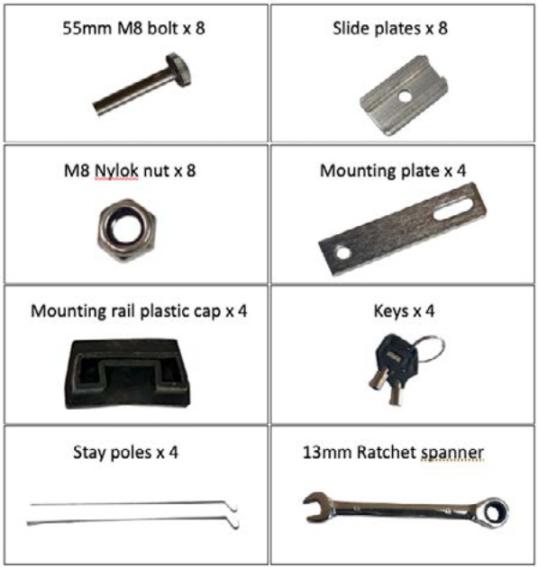 23ZERO Yowie Hardshell Roof Top Tent - Hardware And Accessories