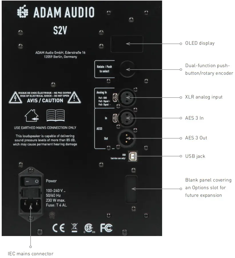 ADAM AUDIO S Series Active Studio Monitor - CONNECTIONS