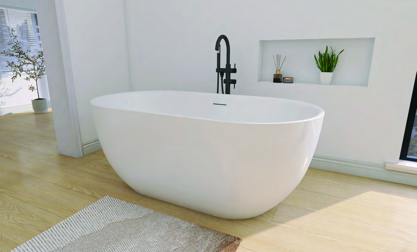 ADECAB AD6850 Acrylic Free Standing Tub Soaking Tub with Overflow -