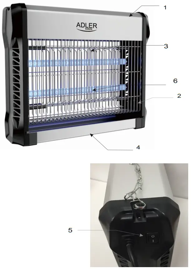 ADLER AD 7934 Anti Muggen UV Lamp - Description