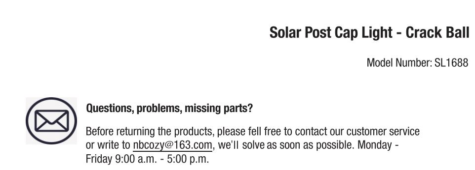 AEFRELEOHT SL1688 Solar Post Cap Light Instruction Manual