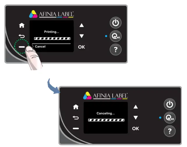 AFINIA L502 Label Printer - Canceling a Print