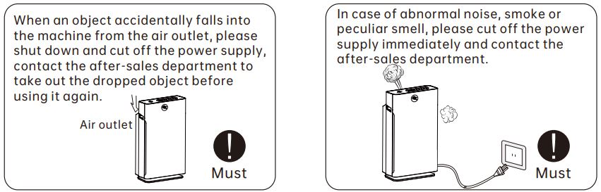 AIRQUALITY KJ400F-01A MESP Air Sterilizing Purifier User Manual - Safety Precautions