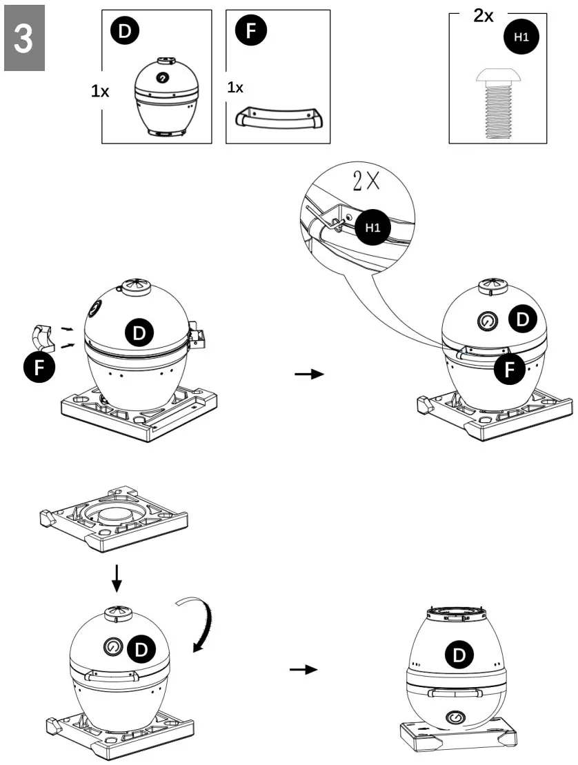 AMBERCOVE A504002310 Egg-Shaped Portable Charcoal Grill - fig 25