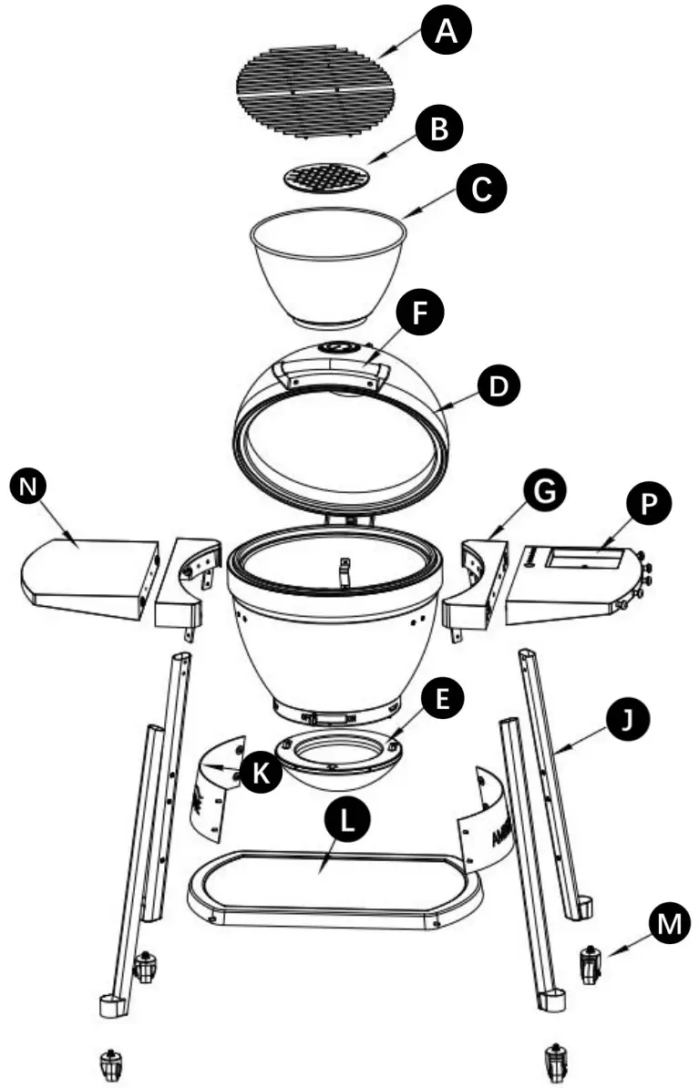 AMBERCOVE A504002310 Egg-Shaped Portable Charcoal Grill - fig 3