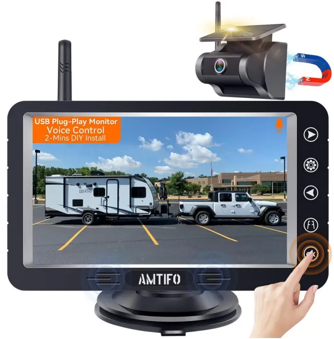 AMTIFO A26 Solar Magnetic Backup Camera and Monitor Kit