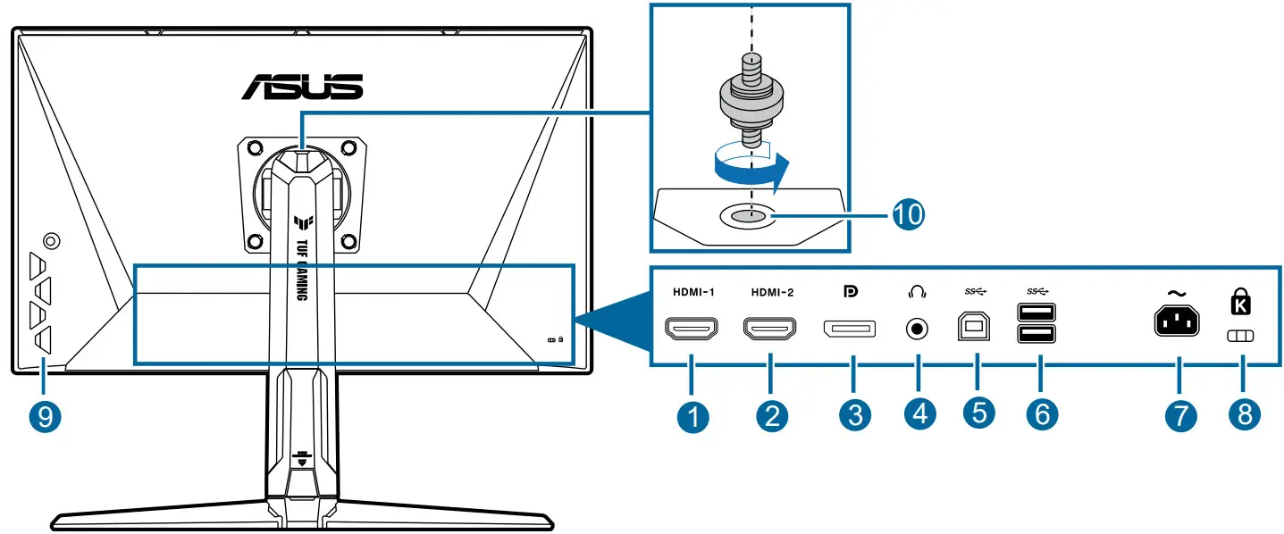 ASUS VG27AQML1A Series TUF Gaming Monitor - Back view