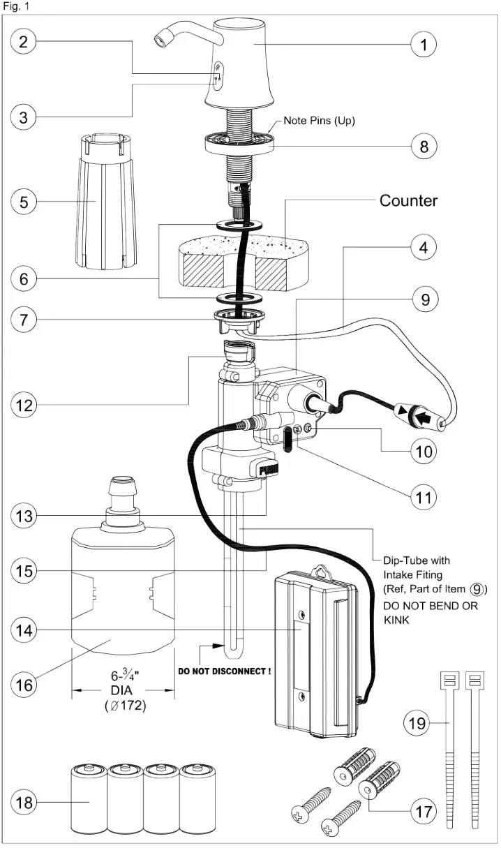 ASi 20334 Automatic Desk Mount Foam Soap Dispenser - Fig 1