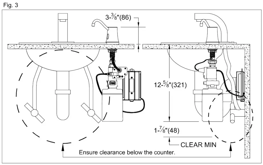 ASi 20334 Automatic Desk Mount Foam Soap Dispenser - Fig 3