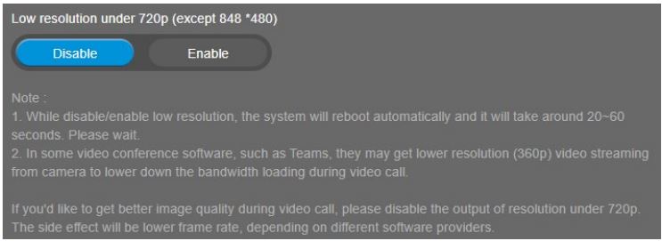 AVer COMCAM570 Dual 4K Audio Tracking Camera User Manual - Low resolution under 720p