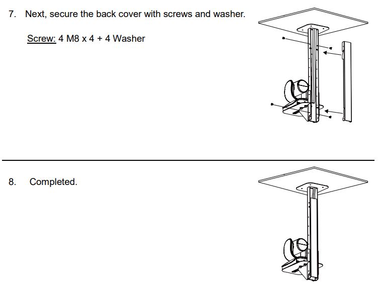 AVer COMCAM570 Dual 4K Audio Tracking Camera User Manual - To mount the camera to the calcium silicate ceiling