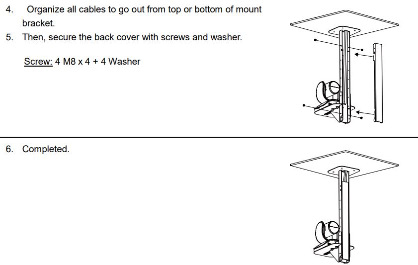 AVer COMCAM570 Dual 4K Audio Tracking Camera User Manual - To mount the camera to the ceiling