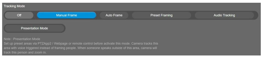AVer COMCAM570 Dual 4K Audio Tracking Camera User Manual - Tracking Mode