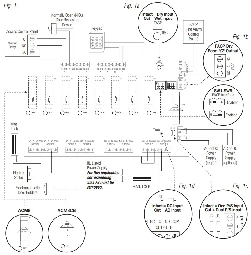 Altronix ACM8 Series UL Listed Sub Assembly Access Power Controllers - Diagram