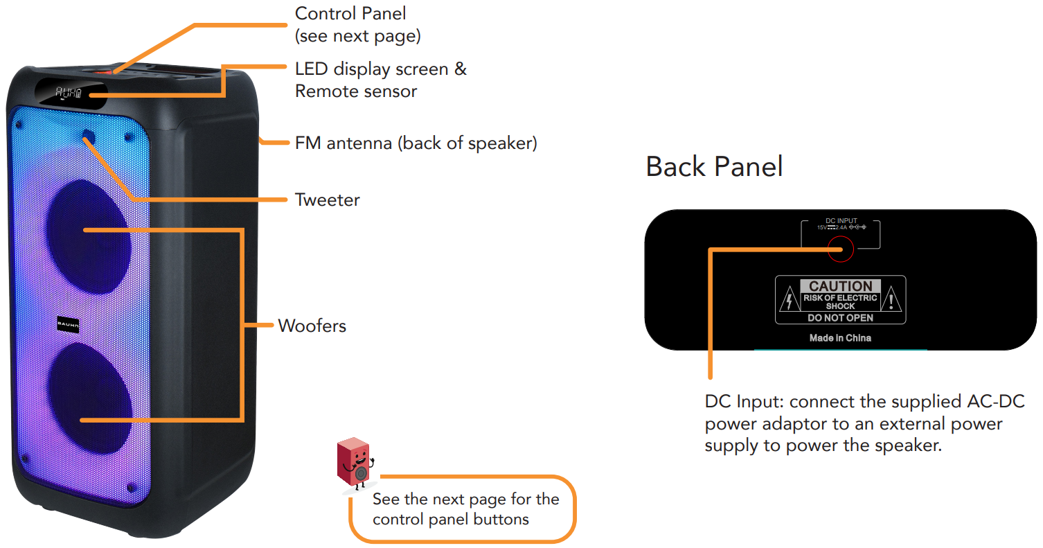 BAUHN APPS 0723 Portable Party Speaker - Speaker Overview