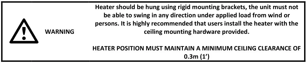 BIG ASS FANS BAFCF60240B Obsidian Electric Outdoor Heater - warning 3