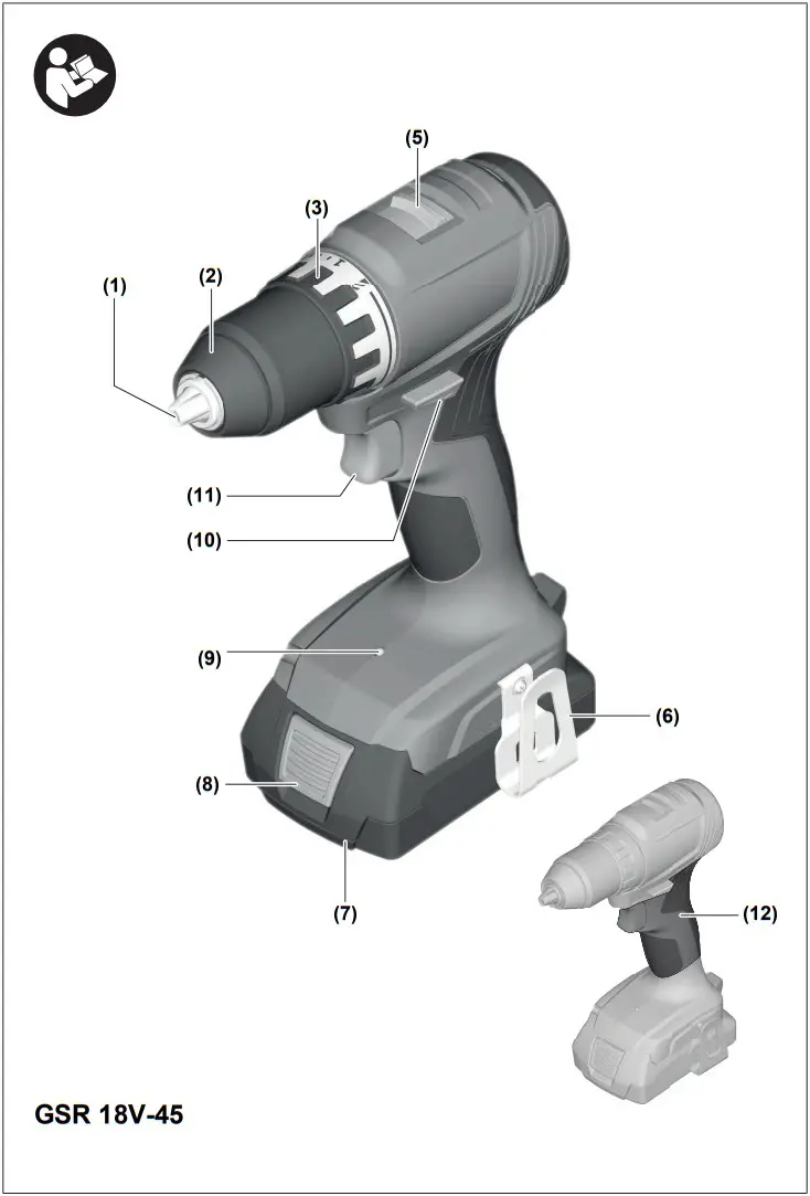BOSCH GSB 18V 45 Cordless Drill or Driver - FIGURE 1