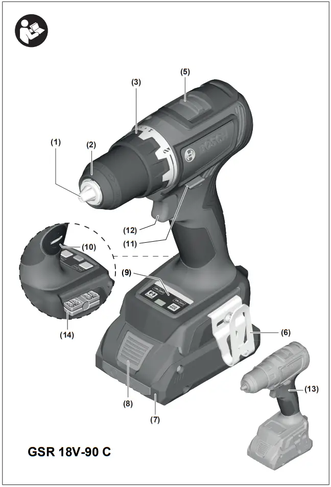 BOSCH GSR 18V 90 C Cordless Drill or Driver - Description