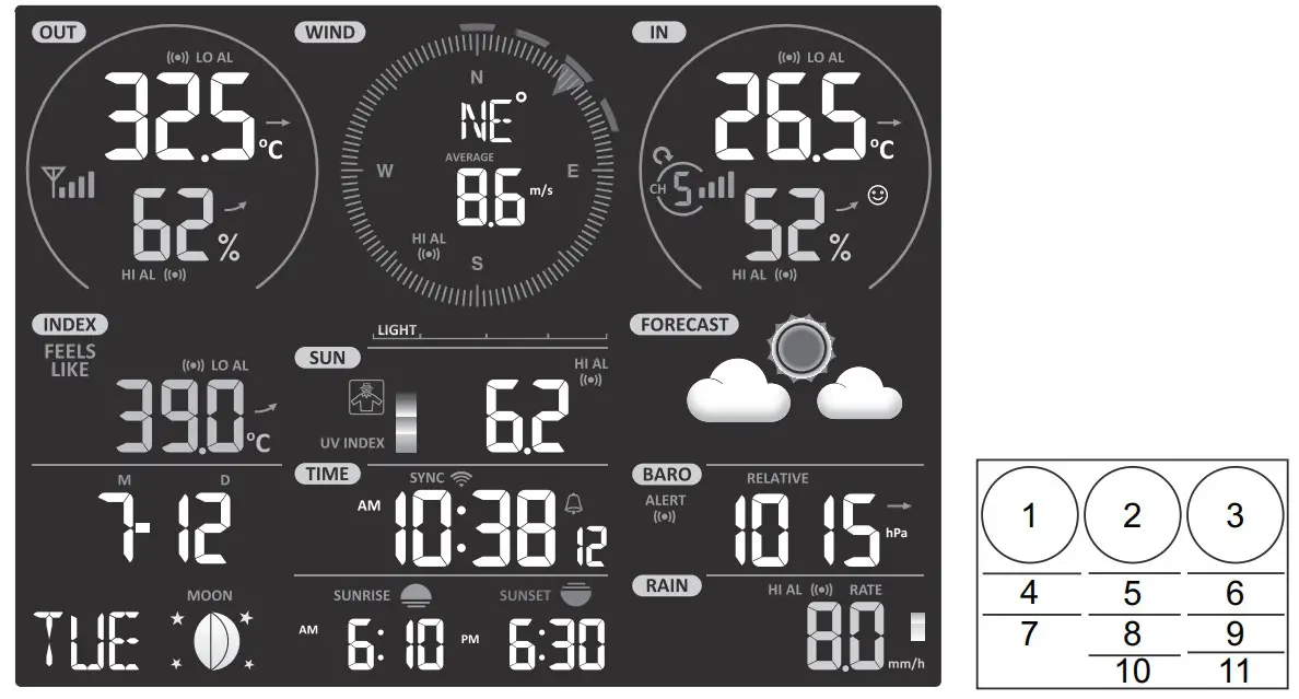 BRESSER WSX3001000000 Wi-Fi Weather Station - LCD DISPLAY