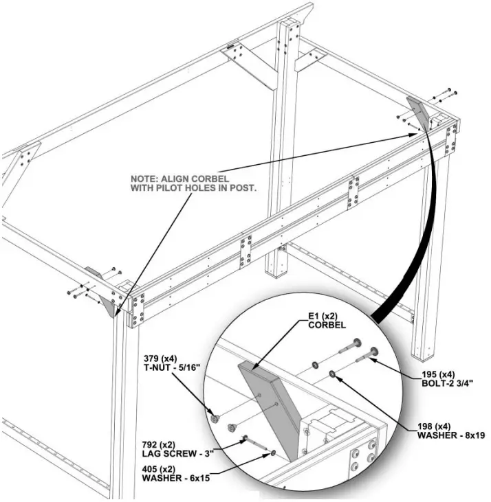 Backyard 2206083 Saxony Grill XL Gazebo Steel Hardtop - Assembly 32