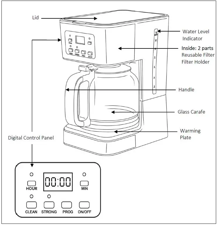 Brentwood TS-222 12-Cup Digital Coffee Maker-fig- (2)