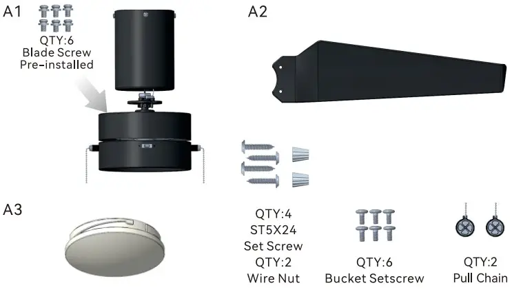 CARRO LCFP523N-L11-B2-1-FM Black Integrated LED Indoor Ceiling Fan - parts2