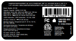CHAMPION POWER EQUIPMENT 201188 300 Portable Power Station - LABEL 2