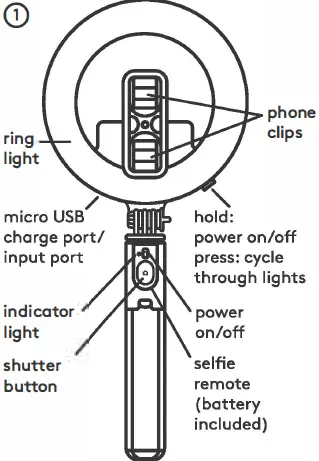 CHUG Tripod Selfie Stick with LED Ring Light 01