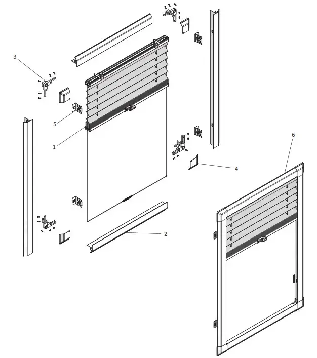 DECORQUIP Perfect Fit PleatedVenetian Blind - Exploded Diagram 1