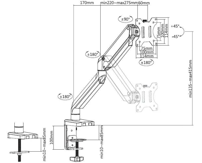 DELTACO ARM-0350 Premium Monitor Arm 1