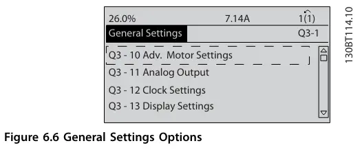 Danfoss FC 102 VLT HVAC Drive Enhanced - General Settings Options