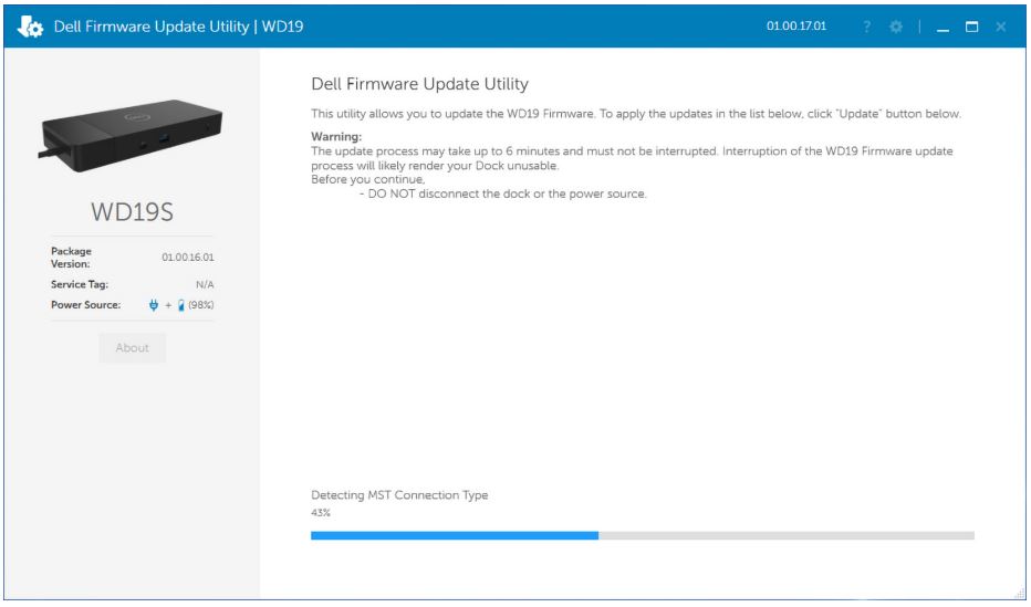 Dell WD19DCS Docking Station Dual Cable User Guide - Wait for all the information to be entered in the various Graphical User Interface