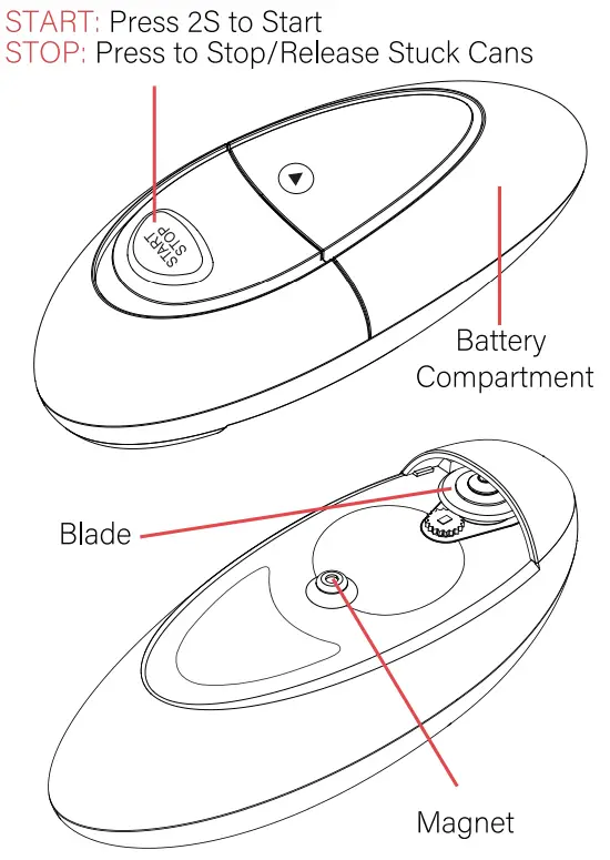 Dr JAR KC08 Automatic Can Opener Hands Free Battery Operated Electric Can Opener Smooth Edge - Overview