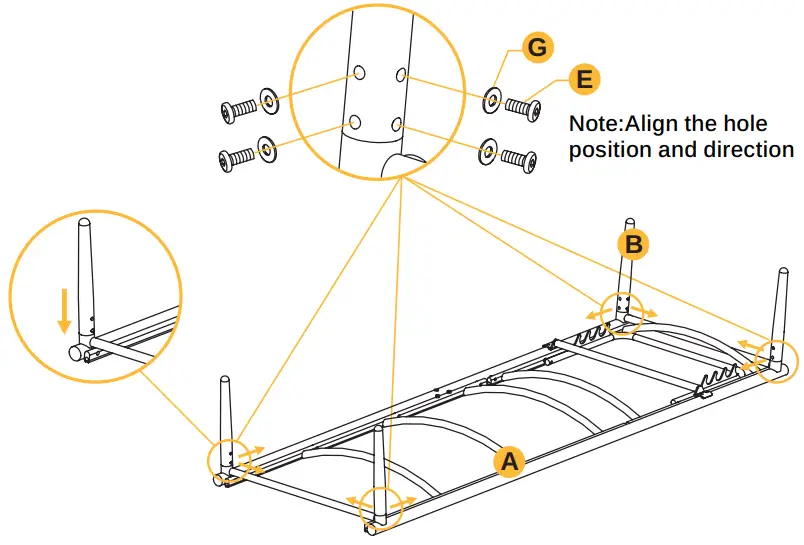 Assemble the legs of the lounger