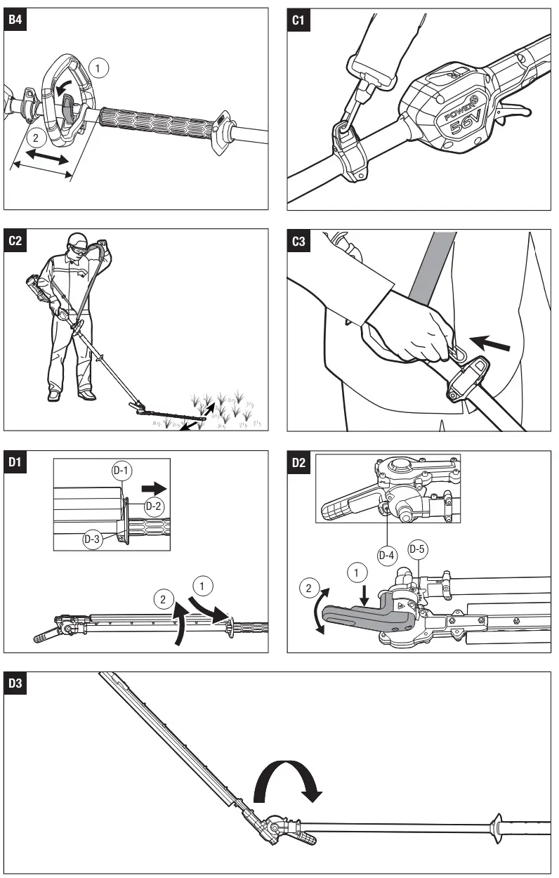 EGO HTX5300 PA 56 Volt Lithium-Ion Cordless Articulating Pole Hedge Trimmer - parts1